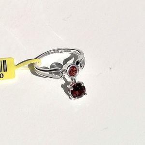 1.3 ct Garnet moving dangle ring Sterling Silver 7